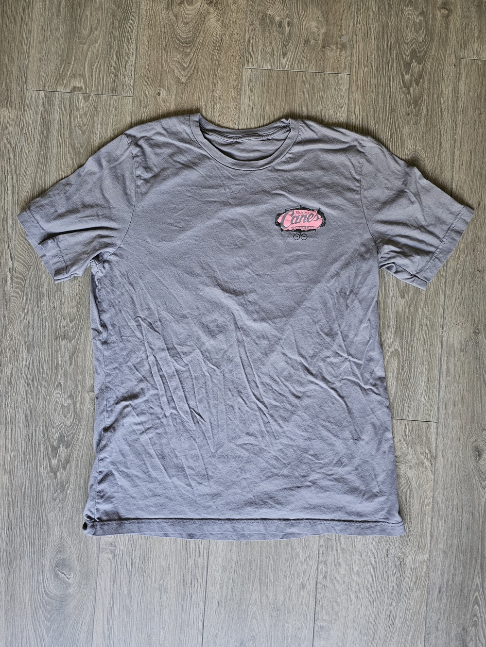 Post Malone's Utah Raising Cane Gray Short-Sleeve Tee with Pink 'Cane's Logo